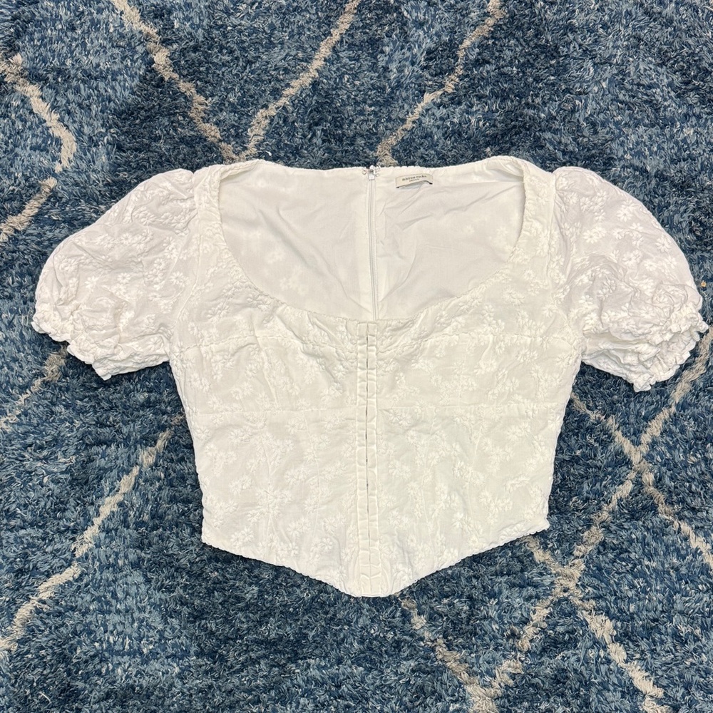 Nordstrom Mistress Rocks white floral cotton broderie top size Medium